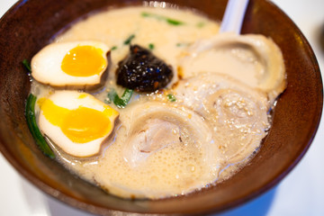 Delicious ramen with pork based soup