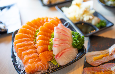 Japanese foods-Delicious Assorted fresh sashimi
