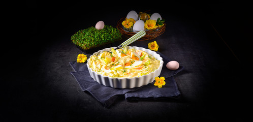 Spring egg salad chives and delicious mayonnaise.