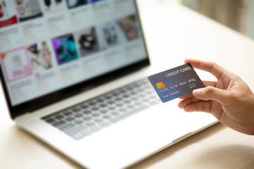 Using Laptop Online Shopping Payment Option Credit Card Successful and Continue Shopping