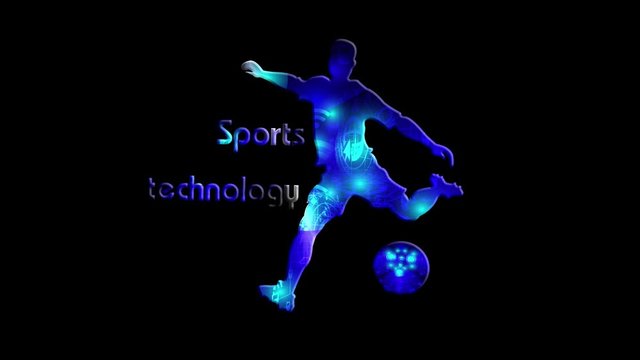 Sports background. Soccer science technology concept. Football Logo design. Player kick the goal. various technological graphics. V A R, Icon, Exercise, Silhouette. Animation. Quick Time Movie.