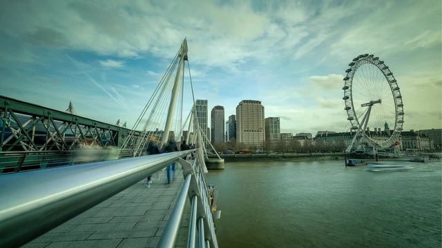 Time lapse of the London Eye from the Hungerford and Golden Jubilee footbridge on the South Bank 