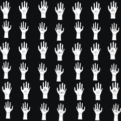 pattern of black hands on a white background