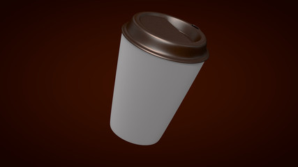 3D illustration of plastic takeaway coffee cup or tea cup on clean background