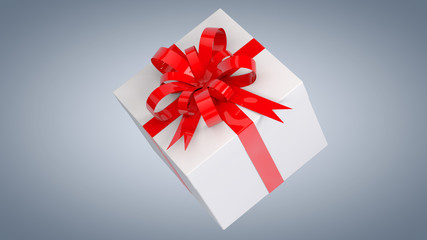 3D illustration of gift box with ribbon on clean background