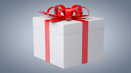 3D illustration of gift box with ribbon on clean background