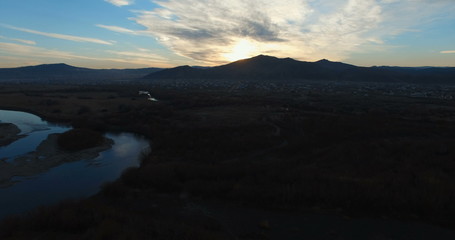 Fototapeta na wymiar beautiful sunrise in the vast Buryatia,Russia