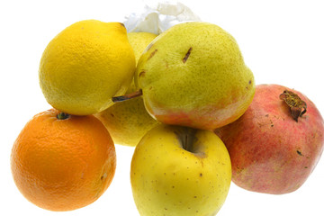 fresh fruits isolated on white background