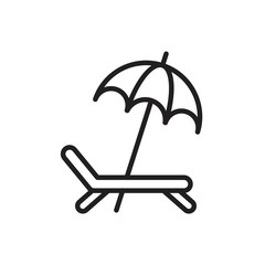 A deckchair with an umbrella vector icon template black color editable. A deckchair with an umbrella vector icon symbol Flat vector illustration for graphic and web design.