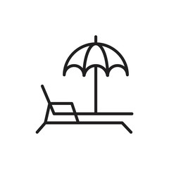 A deckchair with an umbrella vector icon template black color editable. A deckchair with an umbrella vector icon symbol Flat vector illustration for graphic and web design.