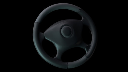 3D Illustration of steering wheel from car on clean background.