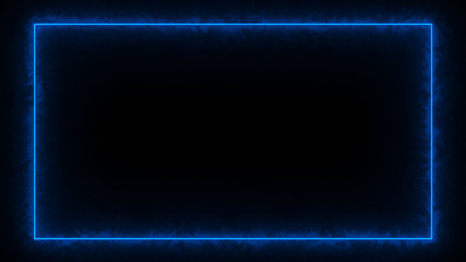 Empty frame with electric power round border glowing, burning flame sign. Blank rectangle fire with...