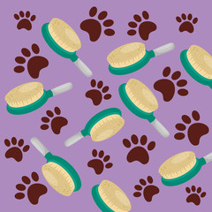 background of brushes pet and paw prints