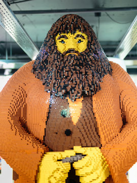 London, United Kingdom- June 2019: Rubeus Hagrid made with Bricks Toys