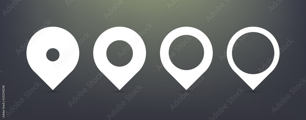 Poster set gps location pointer icon, vector symbol.