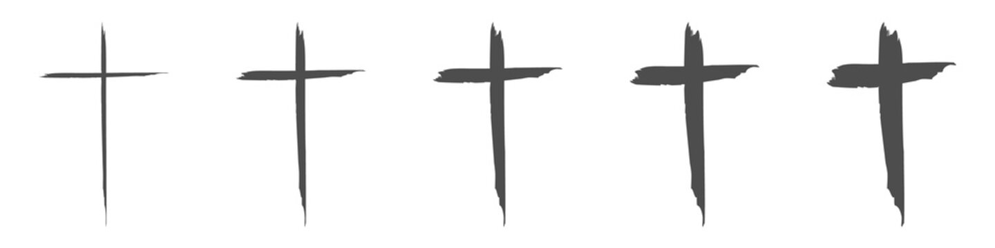 Set hand drawn cross. Vector cross. The cross is made with a brush.