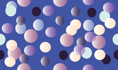 seamless Memphis pattern with circles on a blue background, gradient