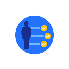 skills, job requirements icon, flat vector