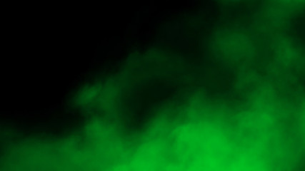 Paranormal mystic green smoke on the floor. Motion blur fog isolated on black background. Stock illustration.