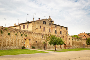 the town wall of Buonconvento, Province of Siena, Tuscany, Italy