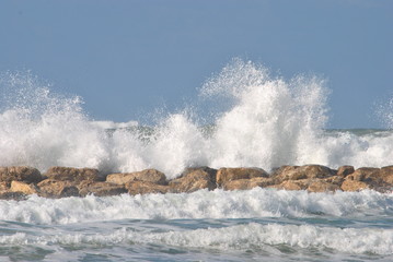 Sea Storm and crashing waves Mediterranean Sea