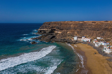 Aerial View Panorama Of Puertito de Los Malinos In Fuerteventura, Canary islands, Spain. October, 2019
