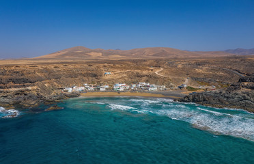 Aerial View Panorama Of Puertito de Los Malinos In Fuerteventura, Canary islands, Spain. October, 2019