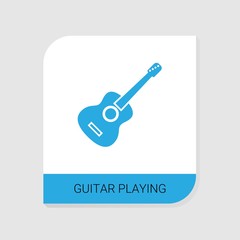 Editable filled Guitar playing icon from Hobbie icons category. Isolated vector Guitar playing sign on white background