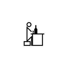 Drunk man sits at a table with an alcohol sign eps ten