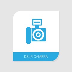 Editable filled DSLR camera icon from Creative Process icons category. Isolated vector DSLR camera sign on white background