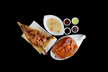 Peking duck on a black isolated background