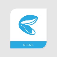 Editable filled mussel icon from Seafood icons category. Isolated vector mussel sign on white background