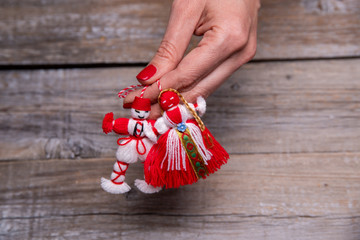 Bulgarian traditional spring Baba Marta holiday, backdrop.