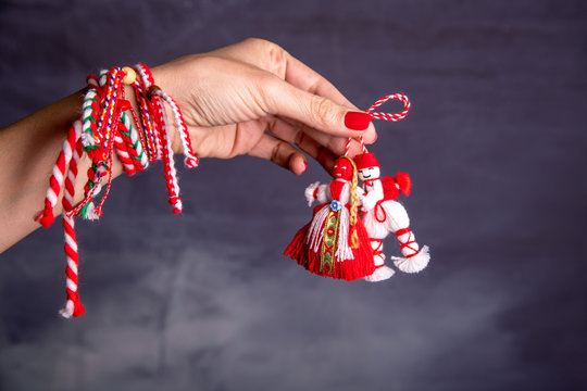 Bulgarian traditional spring Baba Marta holiday, backdrop.