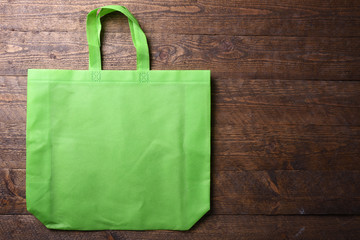 textile bag on wooden background
