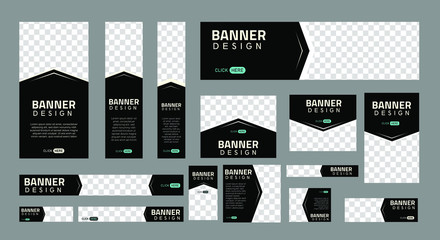 set of creative web banners of standard size with a place for photos. Business ad banner. Vertical, horizontal and square template. vector illustration EPS 10