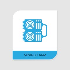 Editable filled mining farm icon from Crypto Currency icons category. Isolated vector mining farm sign on white background