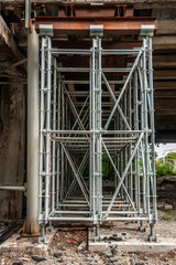 Tower of a powerful support on reconstruction of the bridge
