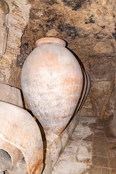 In the caves under Requena these old stone vases were used for the storage of wine, Spain