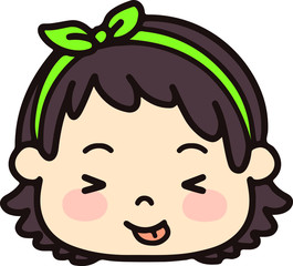 Simple and cute face of a girl smiling with eyes closed