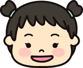 Simple and cute face of a girl smiling with high twin tails