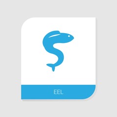 Editable filled eel icon from Seafood icons category. Isolated vector eel sign on white background