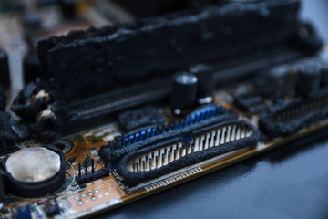 Desktop Computer Burned Damage after fire Burning CPU GPU video card, memory, chip , cooler