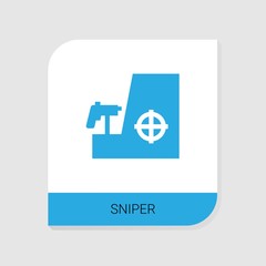 Editable filled sniper icon from Gaming icons category. Isolated vector sniper sign on white background