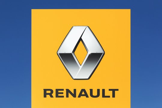 Tilst, Denmark - October 14, 2018: Renault logo on a panel. Renault is a french car manufacturer producing cars, vans, buses and trucks