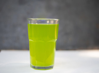 Green pandan juice in healthy drinking concept.