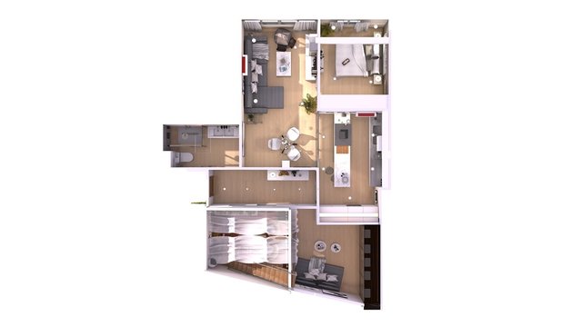PLANOS 3D CASA ESTILO BOHO . RENDER 3D 