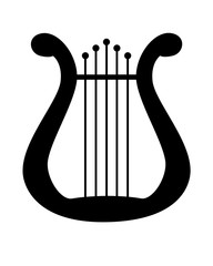Lyra - a symbol of inspiration a musical instrument - vector silhouette for your logo. Harp - a symbol of art - an icon for a logo or a pictogram. Lyra  vector black silhouette of a string instrument