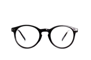 Unisex glasses with black plastic frames. With diopters for reading. Health, vision. Stylish...