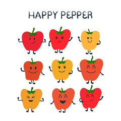Funny set with hand drawn bell peppers